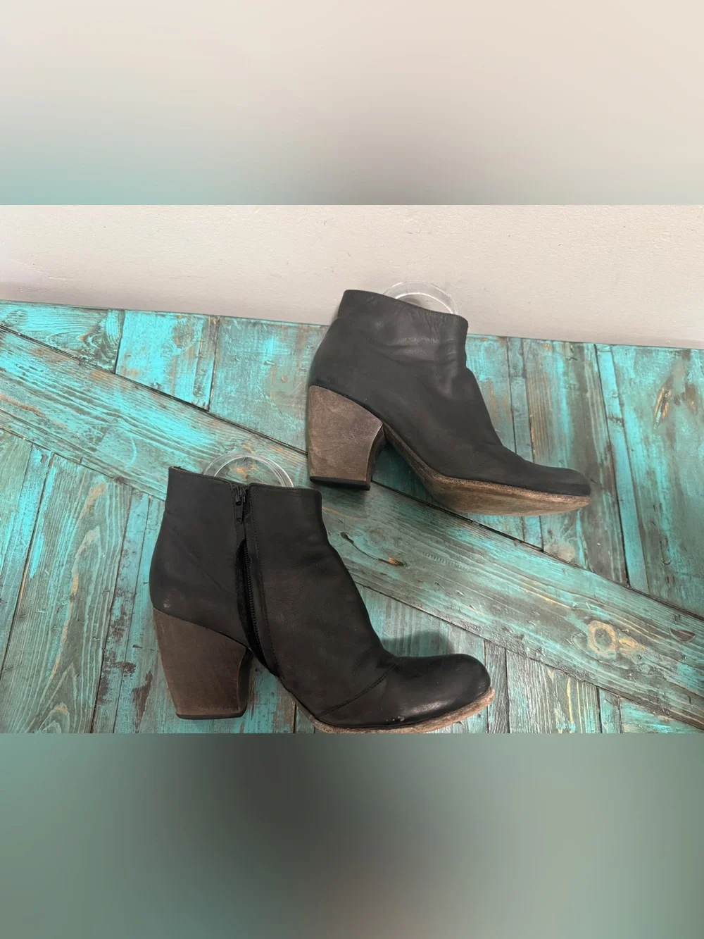 Coclico Black Leather Ankle Booties Block Heel Made in Spain Size 39 - Picture 4 of 14